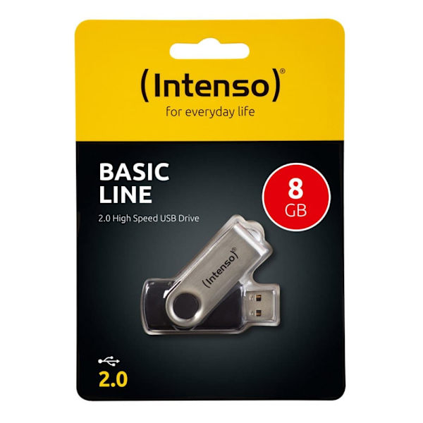 MEMORY DRIVE FLASH USB2 8GB/3503460 INTENSO Svart, Silver