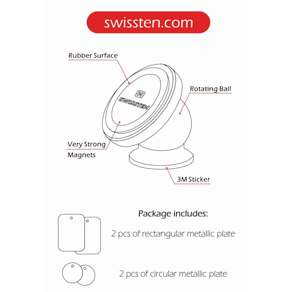 Swissten Magnetický Držák Do Auta S-Grip Dashboard M2
