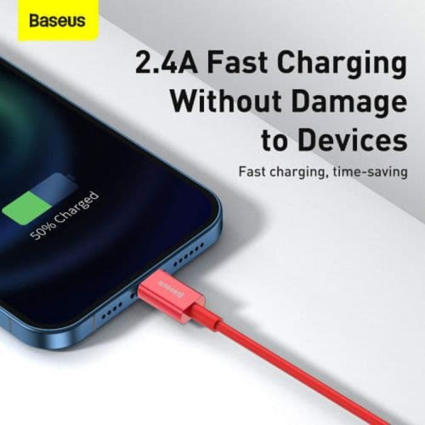 Baseus Lightning Superior Series cable, Fast Charging, Data 2.4A, 1m Red (CALYS-A09)