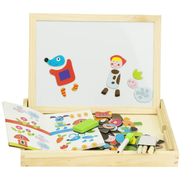 RoGer Double-sided Magnetic Wooden Board with Puzzle