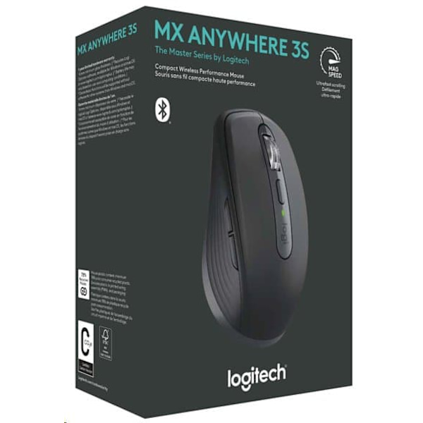 Logitech MX Anywhere 3S for Business mouse Office Right-hand RF Wireless + Bluetooth Laser 8000 DPI