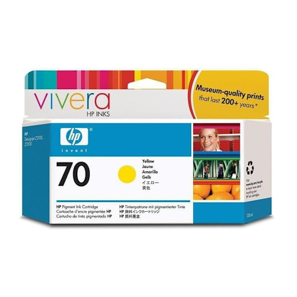 HP 70 original Ink cartridge C9454A yellow standard capacity 130ml 1-pack with Vivera Ink cartridge