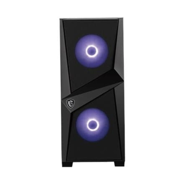 MSI MAG FORGE 100M Mid Tower Gaming Computer Case 'Black, 2x 120mm ARGB PWM Fan, 1x 120mm Fan, 1-6 ARGB Hub, Mystic Light Sync, Tempered Glass Panel,