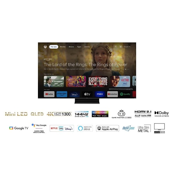 TCL C80 Series 50C805 TV 127 cm (50") 4K Ultra HD Smart TV Wi-Fi Black 1300 cd/m²