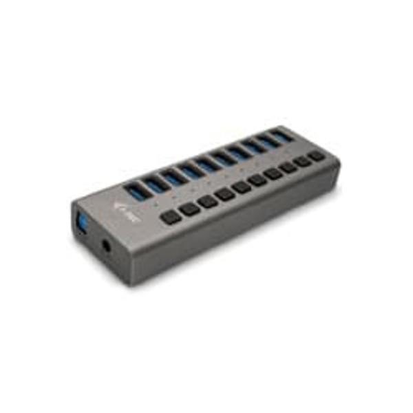 Hub USB3.0 z ładowaniem, 10 portów Grå