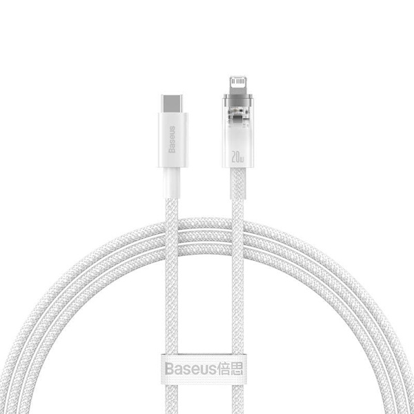 Fast Charging cable Baseus USB-C to Lightning  Explorer Series 1m, 20W (white)