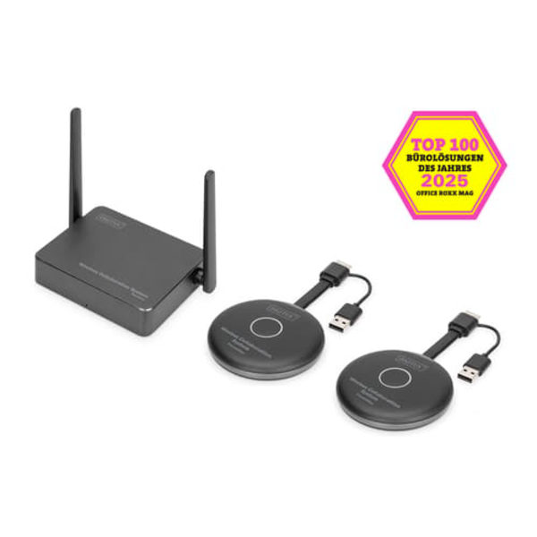 Przedłużacz/Extender HDMI system pracy zespołowej, bezprzewodowy 50m 4K 60Hz 5GHz (zestaw) Sort, Grå