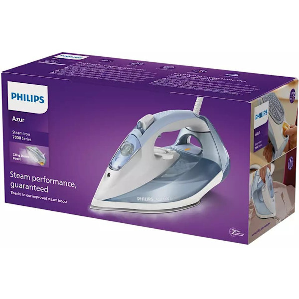 Philips 7000 Series Steam iron DST7011/20, 2600W, 45 g/min continous steam, 220g steam boost, vertical steam, SteamGlide Plus soleplate, drip stop, Qu