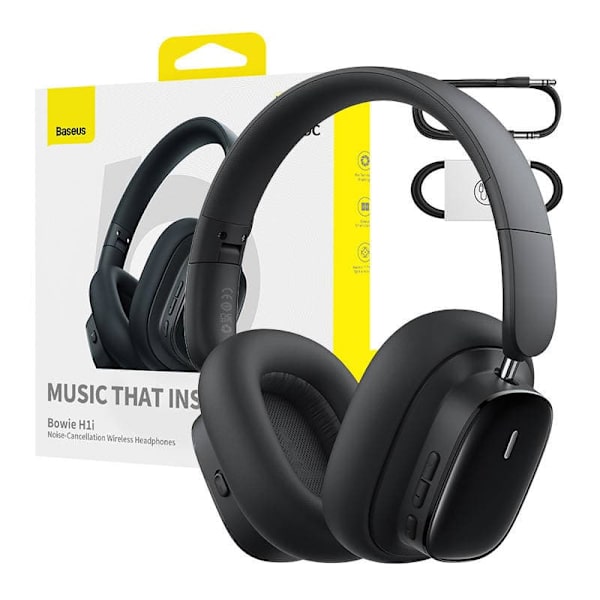 CASTI Baseus Bowie H1i, pt smartphone, wireless, bluetooth 5.3, microfon pe casca, noise cancelation,Hi-Res Sound,100 ore viata baterie,negru "A000504