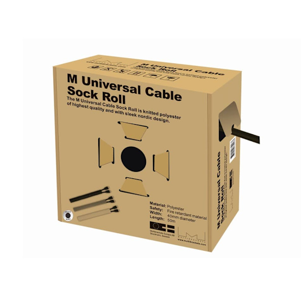 Multibrackets M Universal Cable Sock Roll Black 40mm-W 50m-L | Polyester | Black | 50m