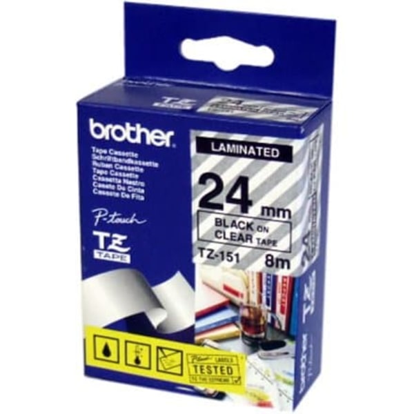 BROTHER P-Touch TZE-151 black on clear 24mm