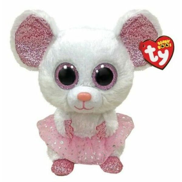 Maskotka Ty Mysz biała ballerina - Nina 24 cm