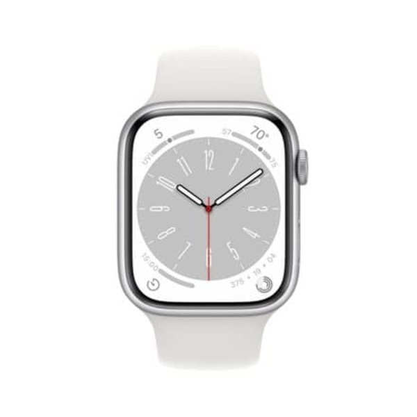 Apple Watch 8 GPS 45mm Sport Band, silver/white (MP6N3EL/A)