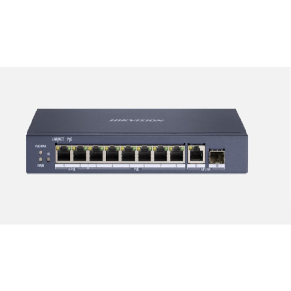 SWITCH PoE HIKVISION, port Gigabit x 8, SFP SFP x 1, carcasa metalica, "DS-3E0510HP-E" (timbru verde 2 lei) Sininen
