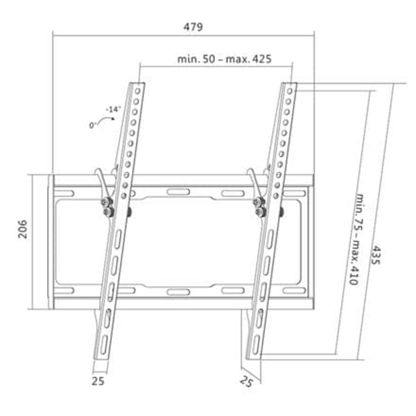 Logilink BP0012 TV Wall mount, 32–55", tilt -14°, 25 mm