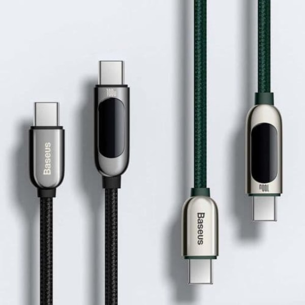 CABLU alimentare si date Baseus Display, Fast Charging Data Cable pt. smartphone, USB Type-C la USB Type-C 100W, braided, display, 1m, negru "CATSK-B0
