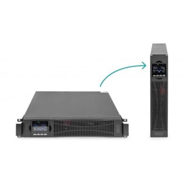 Zasilacz awaryjny UPS Online Rack 19" LCD, 2000VA/2000W, 4x12V/9Ah, 8xC13, USB, RS232, RJ45 Sort