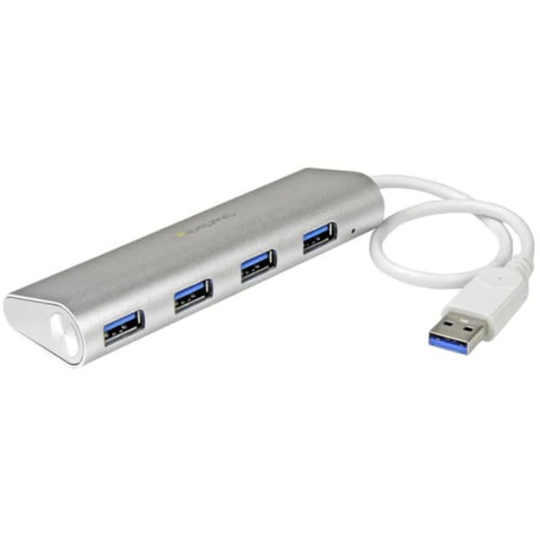 StarTech.com 4 Port Portable USB 3.0 Hub with Built-in Cable - Aluminum and Compact USB Hub (ST43004UA) - hub - 4 ports