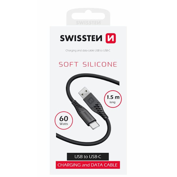 Swissten Soft Silicone Data Cable USB / USB-C / 1.5m / 60w