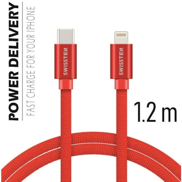 Swissten Textile USB-C To Lightning Data and Charging Cable Fast Charge / 3A / 1.2m