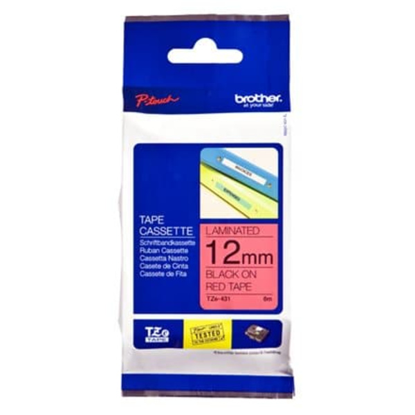BROTHER P-Touch TZE-431 black on red 12mm