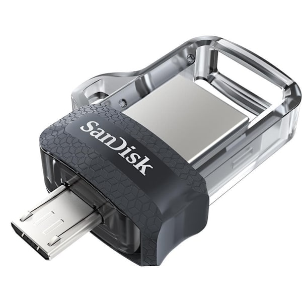 SanDisk Ultra Dual M3.0 256GB musta, Hopea, Läpinäkyvä
