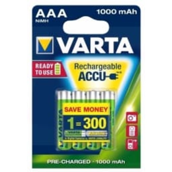 VARTA HR03 AAA Recharge Accu Power 1000 mAh 05703 Rechargeable batteries 4 pc(s) Green, Yellow