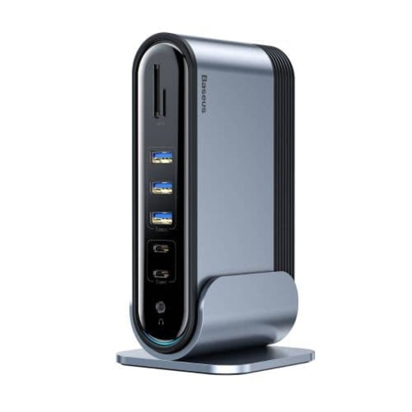Baseus HUB Working Station Three-Screen Multifunction Type-C Adapter (CN+EU+UK) Dark Gray CAHUB-DG0G