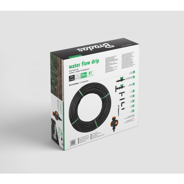WATER FLOW DRIP HOSE SET 50m WITH WATER FLOW TIMER