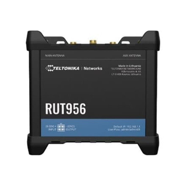 Industrial Router | RUT956 | 802.11n | 10/100 Mbit/s | Ethernet LAN (RJ-45) ports 4 | Mesh Support No | MU-MiMO No | 2G/3G/4G | Antenna type 2 x SMA Sort