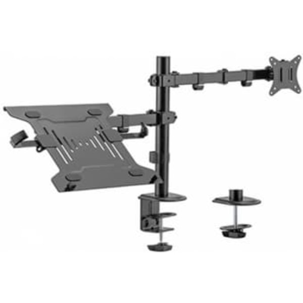 Gembird MA-DA-03 Adjustable desk mount with monitor arm and notebook tray (rotate, tilt, swivel), 17”-32”, up to 9 kg Sort