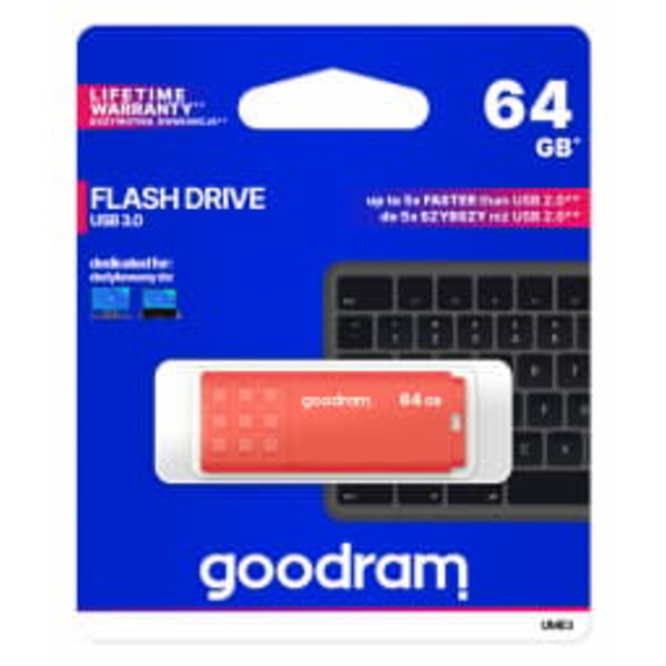 Goodram UME3-0640O0R11 USB flash drive 64 GB USB Type-A 3.2 Gen 1 (3.1 Gen 1) Orange Orange