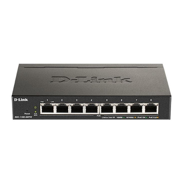 Przełącznik Smart DGS-1100-08PV2 8xGE PoE Sort