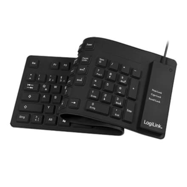Logilink | Flexible waterproof Keyboard USB + PS/2 | ID0019A | Flexible keyboard | Wired | DE | Black