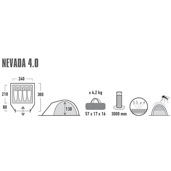 High Peak Nevada 4.0 Climate Protection 80 Grey Dome/Igloo tent