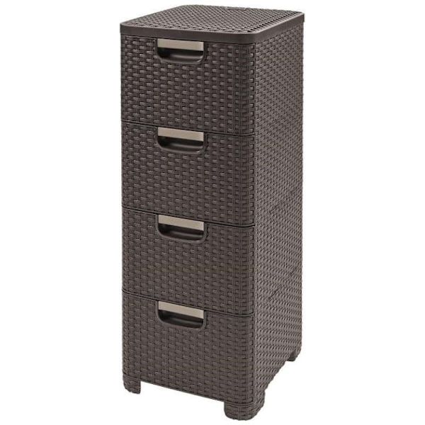 CURVER BOOKCASE WITH 4 DRAWERS 4x14L /DARK BROWN
