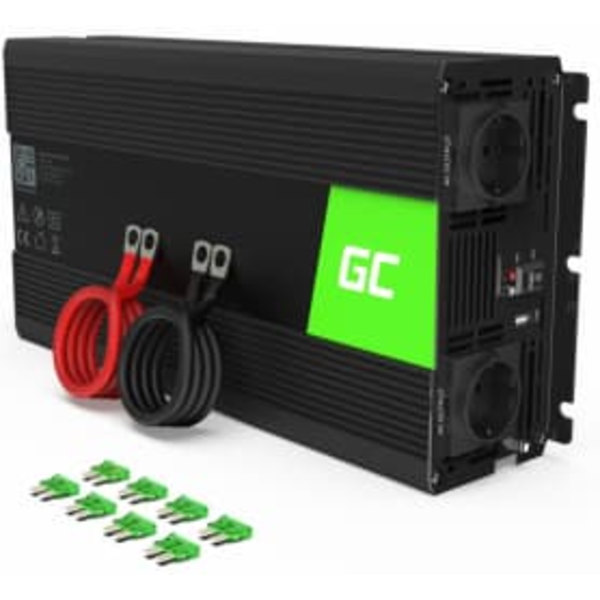 Green Cell INV24 power adapter/inverter Auto 1500 W Black Sort