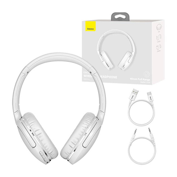 CASTI Baseus Encok D02 PRO, utilizare multimedia, smartphone, over the ear, pliabile, microfon pe casca, conectare prin Bluetooth 5.0, alb "NGTD010302