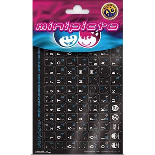 Minipicto keyboard stickers EST/RUS, black/blue (KB-UNI-RU02-BLK)