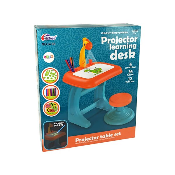 Drawing Table Chair Projector Orange Pens Pictures