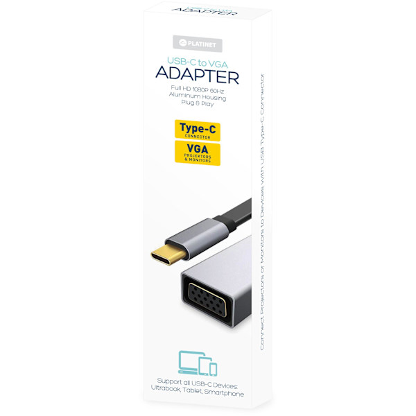 Platinet adapter USB-C - VGA (44711)