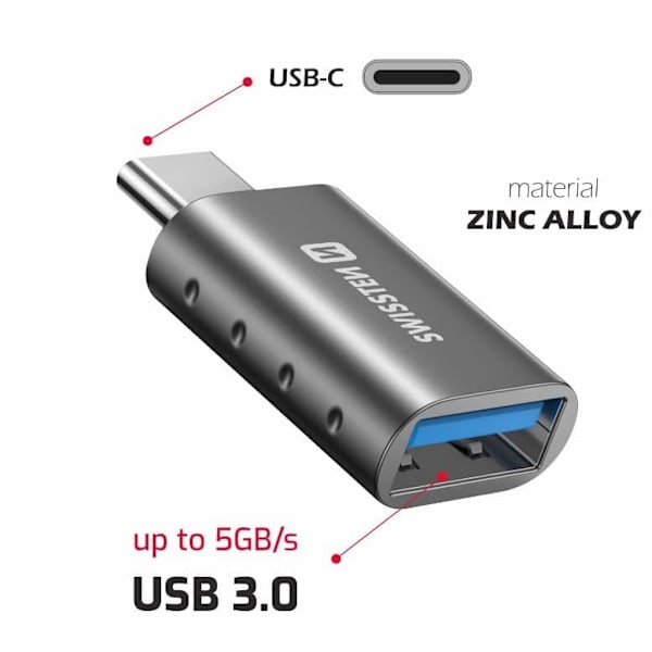 Swissten otg adapter usb-c(m)/usb-a(f)