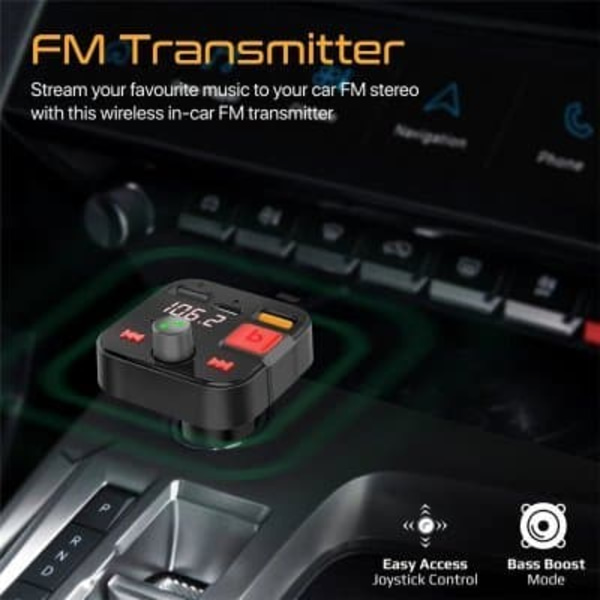 PROMATE PowerTune-30W Bluetooth FM Transmitter QC3.0 / PD30W / USB / Hands-free