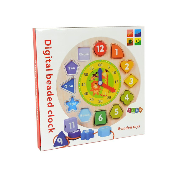 Wooden Educational Sorter Clock Learning Numbers Shapes Colours