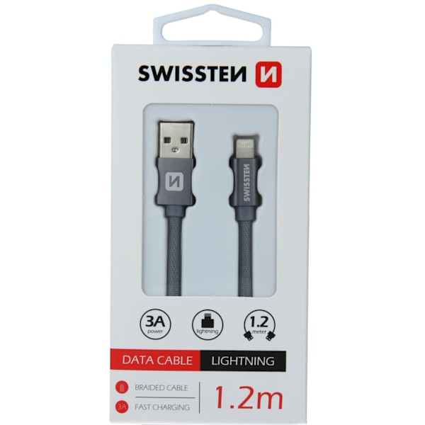 Swissten Datový Kabel Textile Usb / Lightning 1,2 M Šedý
