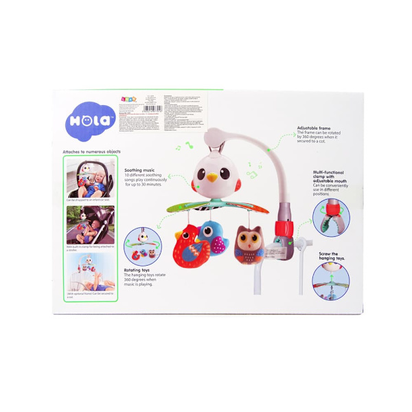 Colourful Birds Melody Carrousel for Baby's Cot and Stroller