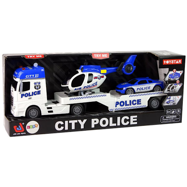 Police Car Transporter Kit Helicopter Sound Lights