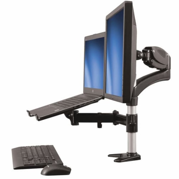 MONITOR AND LAPTOP ARM/. Aluminium, Sort