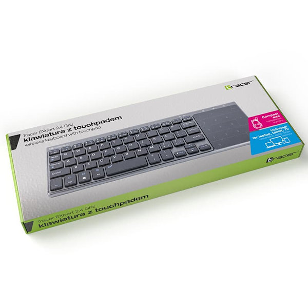 Wireless keyboard with touchpad Tracer EXpert 2,4 Ghz - TRAKLA46934 Sort, Grå