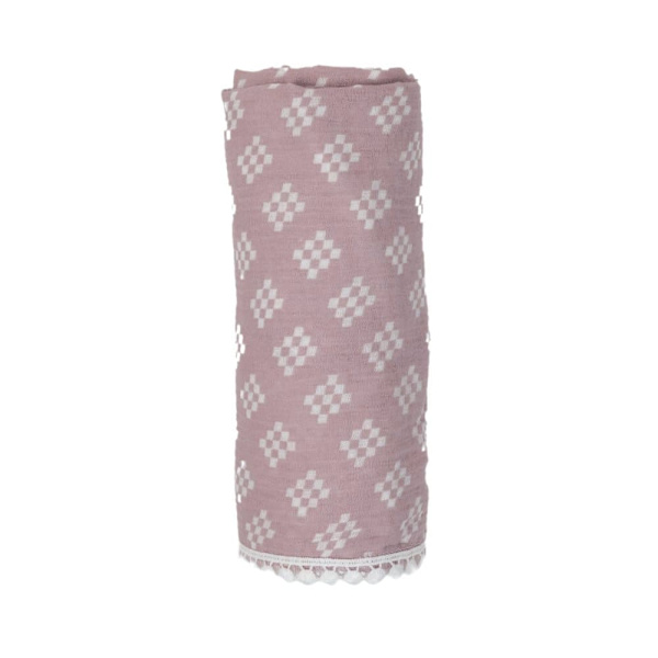 Akcija! Lodger Swaddle Tribe Muslin kokvilnas autiņš, 120x120 cm, Rose